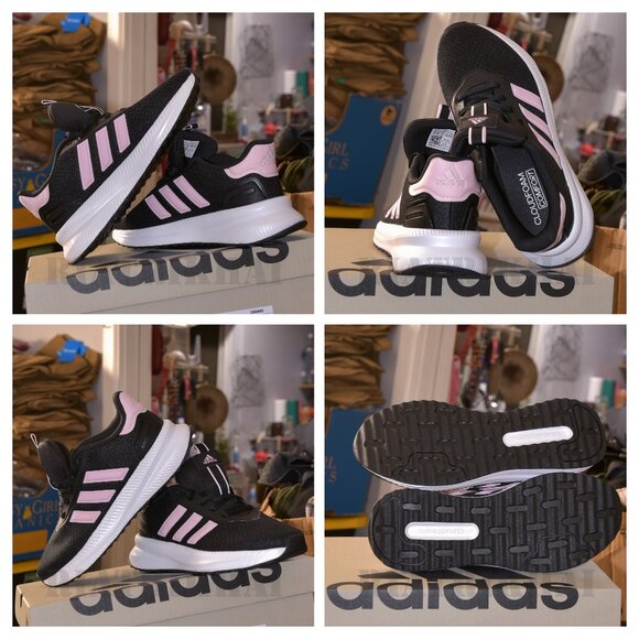 adidas Shoes - Ladies' XPLR Path Sneaker      adidas®     Color: Black (Black with Pink Stripes